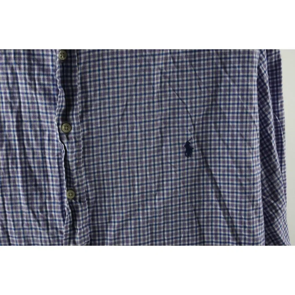 Polo Ralph Lauren Men's 5XB Blue Purple Check Brushed Twill Pony Button Up Shirt